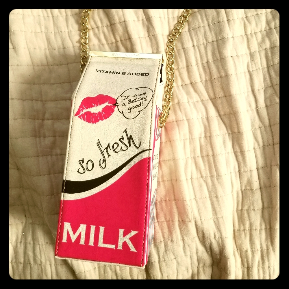 Betsey Johnson Jug-O-Milk Carton Shoulder Purse
